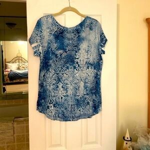 Short Sleeve Top, Blue Print, Size M